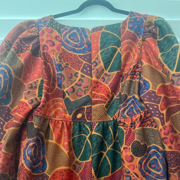 Farm Rio Hidden Animals Print Fleece Puff Sleeve Mini Dress XL - Picture 4 of 6